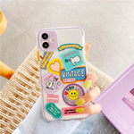 Coque iPhone Kawaii Stickers style rétro
